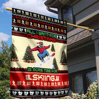 All I Want For Christmas Is Skiing Christmas Garden Flag Xmas Holiday Patterns - Wonder Print Shop