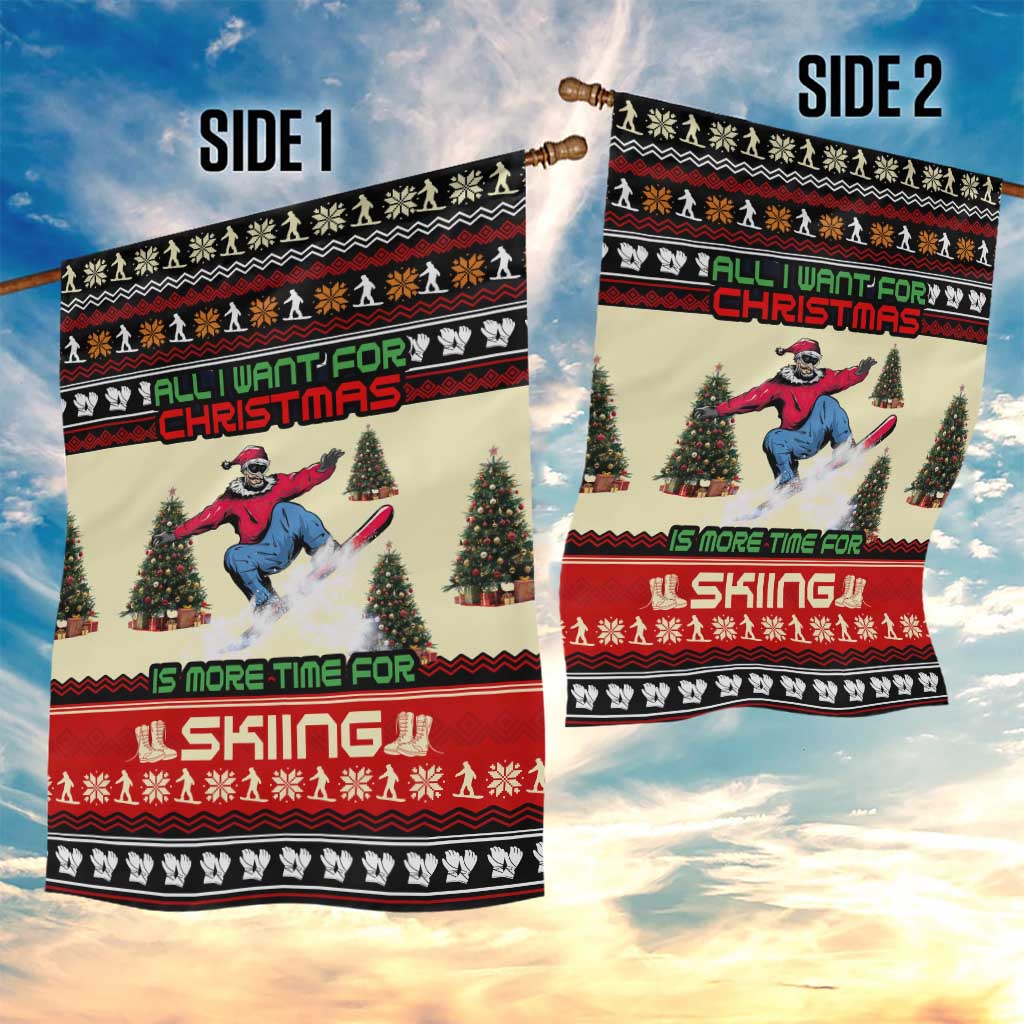 All I Want For Christmas Is Skiing Christmas Garden Flag Xmas Holiday Patterns - Wonder Print Shop