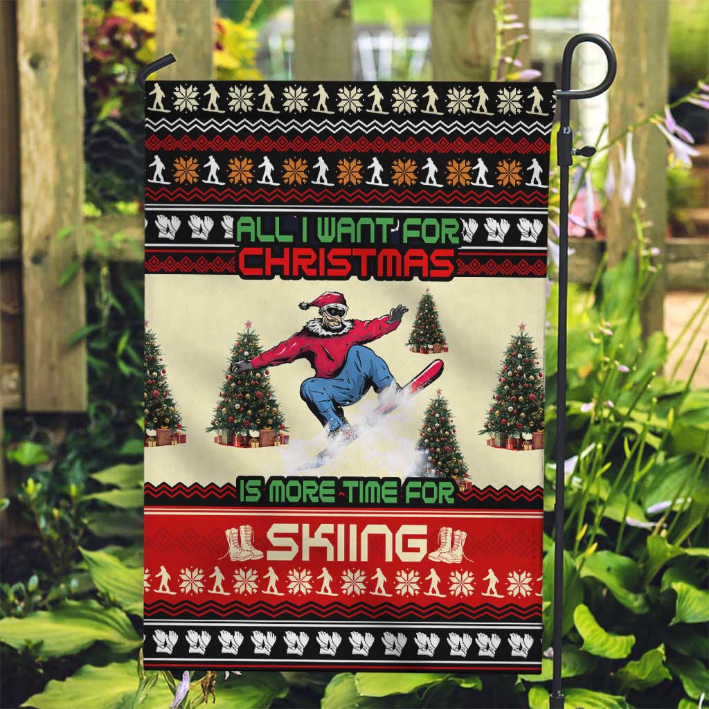 All I Want For Christmas Is Skiing Christmas Garden Flag Xmas Holiday Patterns - Wonder Print Shop
