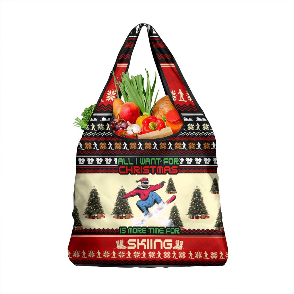 All I Want For Christmas Is Skiing Christmas Grocery Bag Xmas Holiday Patterns - Wonder Print Shop