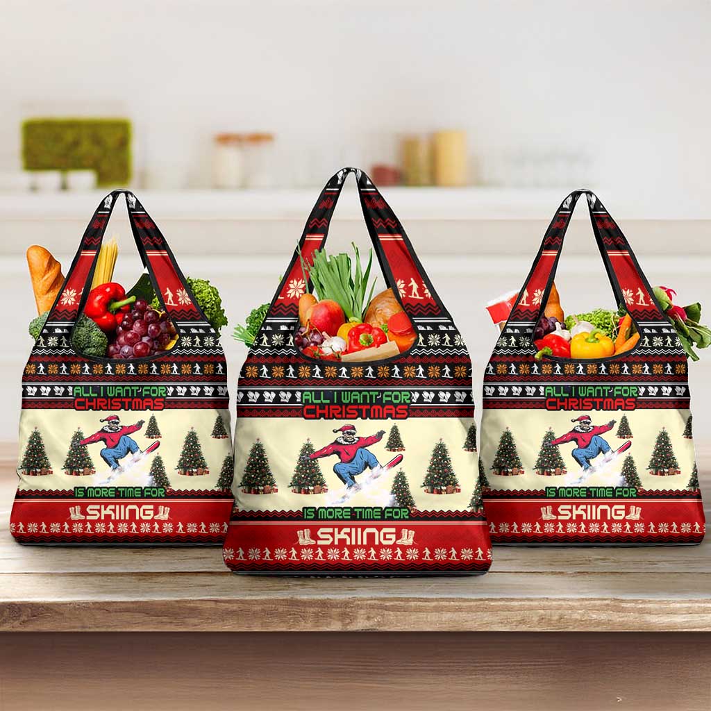 All I Want For Christmas Is Skiing Christmas Grocery Bag Xmas Holiday Patterns - Wonder Print Shop