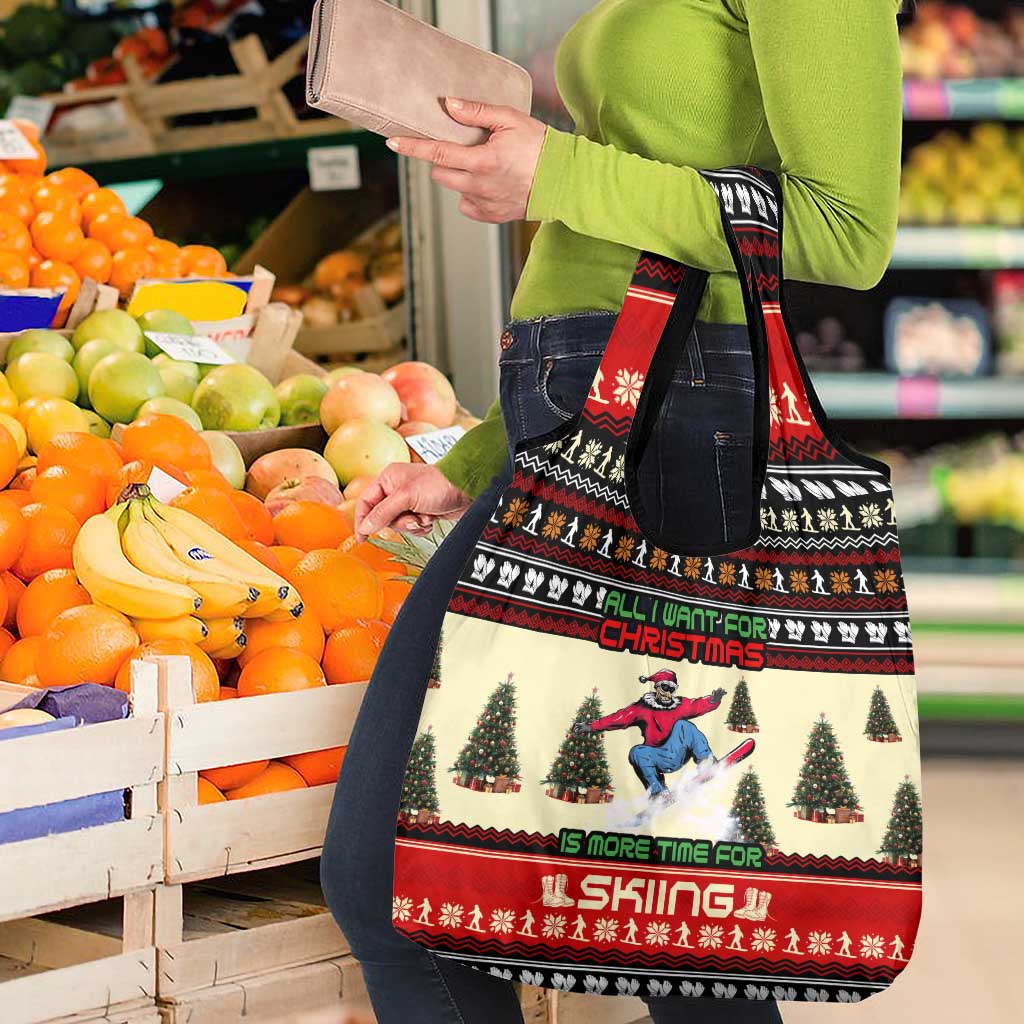 All I Want For Christmas Is Skiing Christmas Grocery Bag Xmas Holiday Patterns - Wonder Print Shop