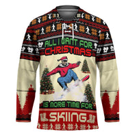 All I Want For Christmas Is Skiing Christmas Hockey Jersey Xmas Holiday Patterns - Wonder Print Shop