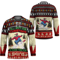 All I Want For Christmas Is Skiing Christmas Hockey Jersey Xmas Holiday Patterns - Wonder Print Shop