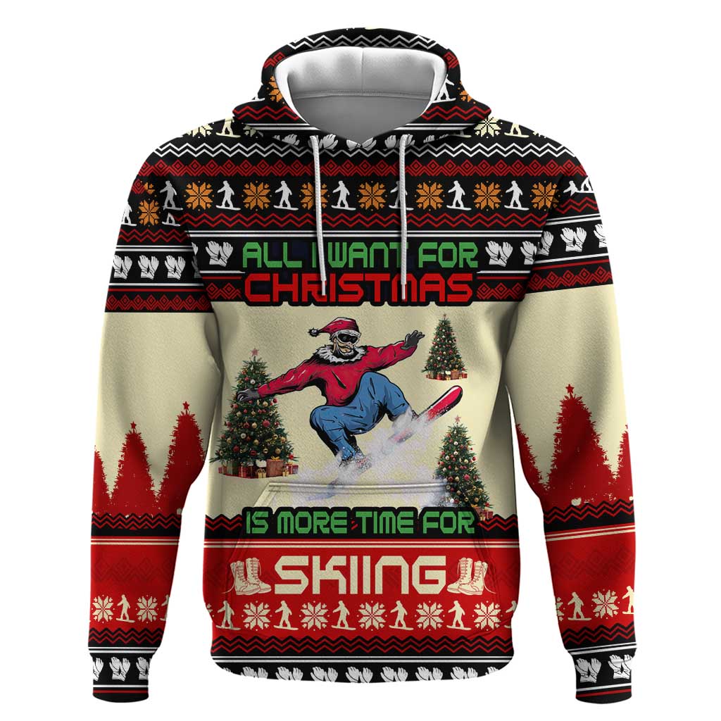 All I Want For Christmas Is Skiing Christmas Hoodie Xmas Holiday Patterns - Wonder Print Shop