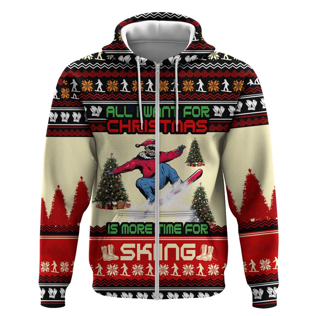 All I Want For Christmas Is Skiing Christmas Hoodie Xmas Holiday Patterns - Wonder Print Shop