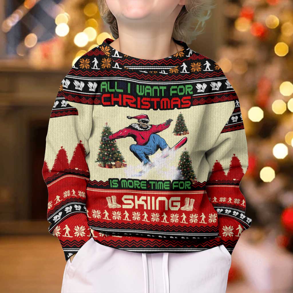 All I Want For Christmas Is Skiing Christmas Kid Ugly Christmas Sweater Xmas Holiday Patterns - Wonder Print Shop