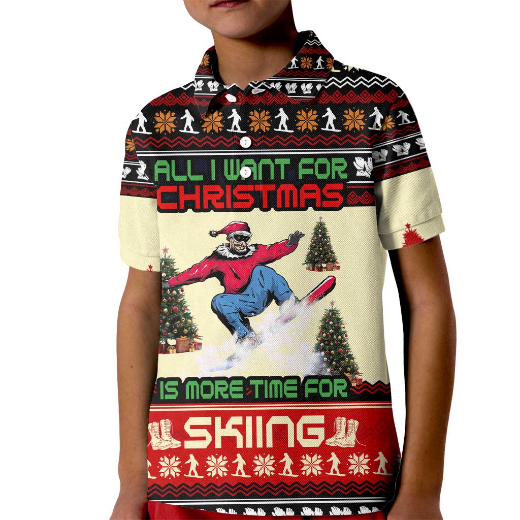 All I Want For Christmas Is Skiing Christmas Kid Polo Shirt Xmas Holiday Patterns - Wonder Print Shop