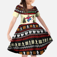 All I Want For Christmas Is Skiing Christmas Kid Short Sleeve Dress Xmas Holiday Patterns - Wonder Print Shop