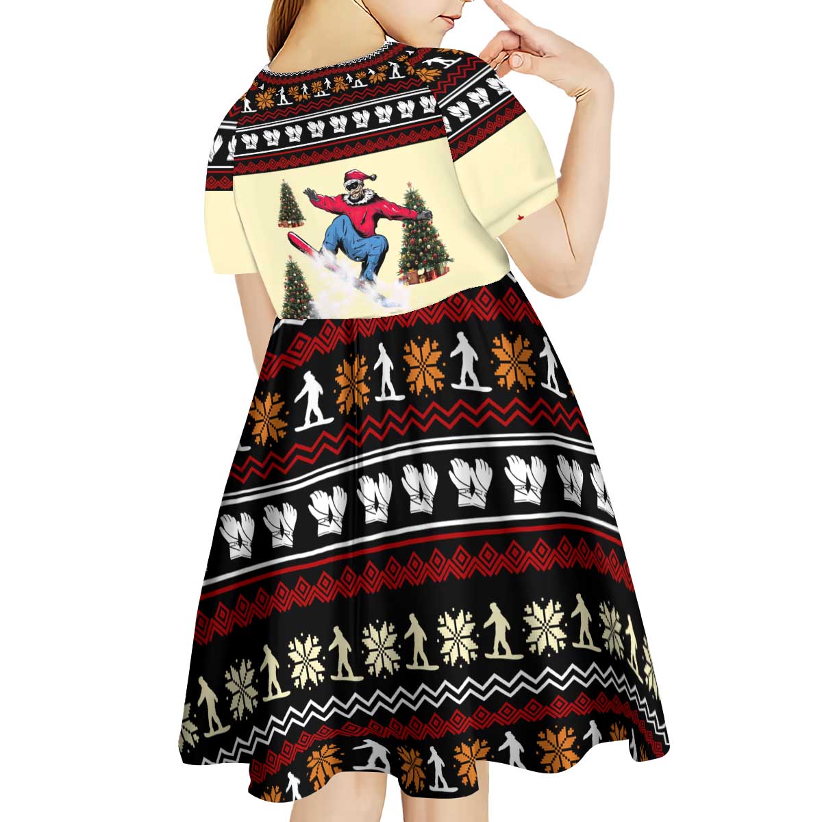 All I Want For Christmas Is Skiing Christmas Kid Short Sleeve Dress Xmas Holiday Patterns - Wonder Print Shop