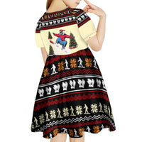 All I Want For Christmas Is Skiing Christmas Kid Short Sleeve Dress Xmas Holiday Patterns - Wonder Print Shop