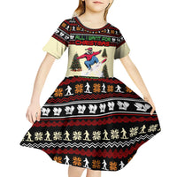 All I Want For Christmas Is Skiing Christmas Kid Short Sleeve Dress Xmas Holiday Patterns - Wonder Print Shop