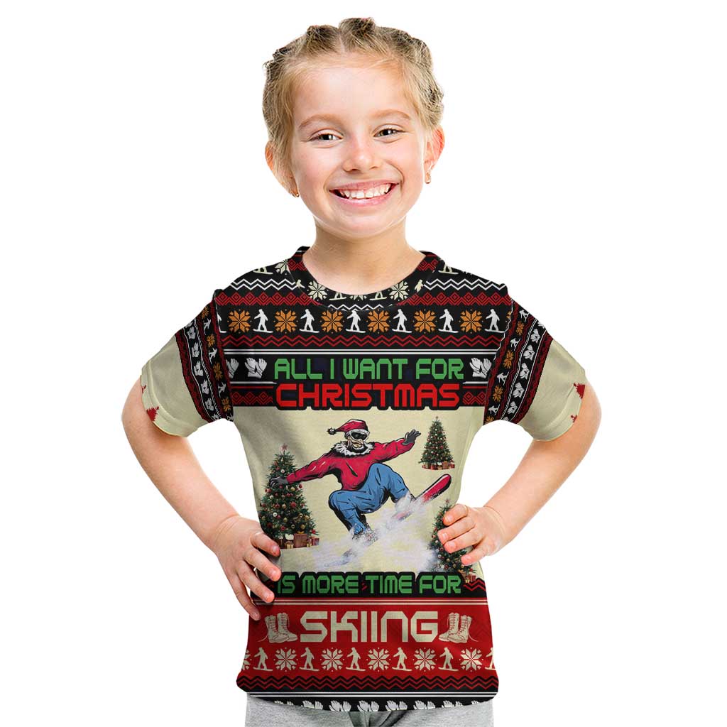 All I Want For Christmas Is Skiing Christmas Kid T Shirt Xmas Holiday Patterns - Wonder Print Shop
