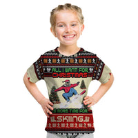 All I Want For Christmas Is Skiing Christmas Kid T Shirt Xmas Holiday Patterns - Wonder Print Shop