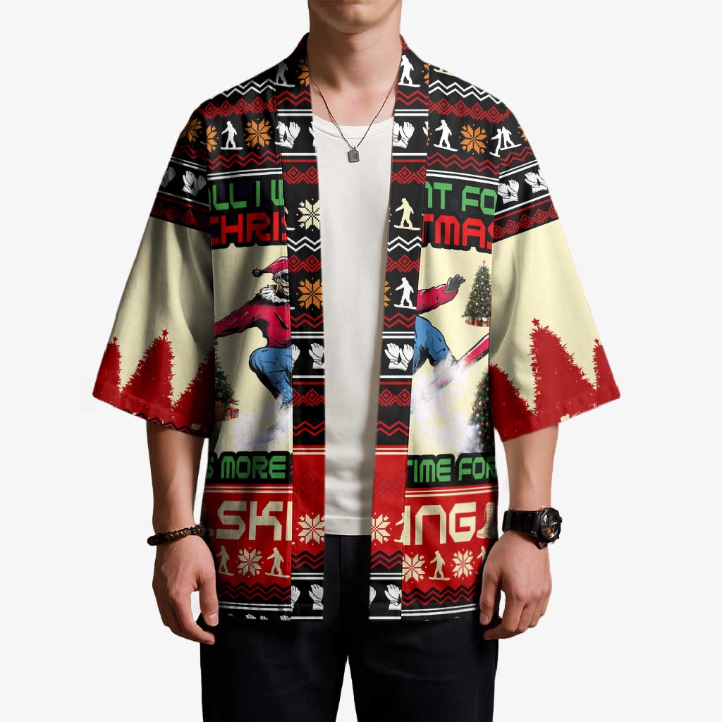 All I Want For Christmas Is Skiing Christmas Kimono Xmas Holiday Patterns - Wonder Print Shop