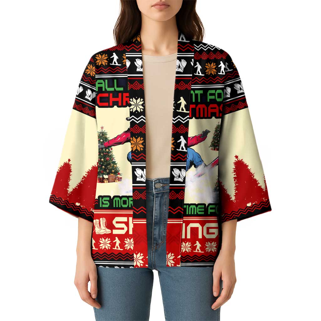 All I Want For Christmas Is Skiing Christmas Kimono Xmas Holiday Patterns - Wonder Print Shop
