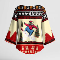 All I Want For Christmas Is Skiing Christmas Kimono Sleeve Blouse Xmas Holiday Patterns - Wonder Print Shop