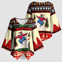 All I Want For Christmas Is Skiing Christmas Kimono Sleeve Blouse Xmas Holiday Patterns - Wonder Print Shop