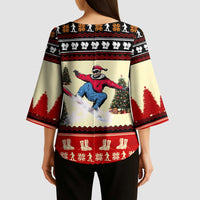 All I Want For Christmas Is Skiing Christmas Kimono Sleeve Blouse Xmas Holiday Patterns - Wonder Print Shop