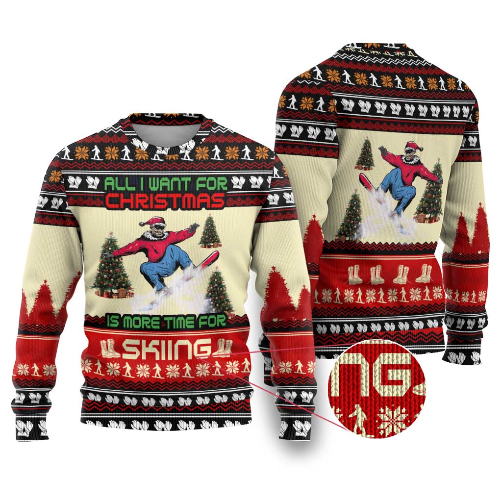 All I Want For Christmas Is Skiing Christmas Ugly Christmas Sweater Xmas Holiday Patterns - Wonder Print Shop
