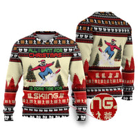 All I Want For Christmas Is Skiing Christmas Ugly Christmas Sweater Xmas Holiday Patterns - Wonder Print Shop