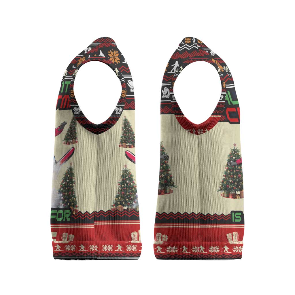 All I Want For Christmas Is Skiing Christmas Knitted V-Neck Vest Xmas Holiday Patterns - Wonder Print Shop