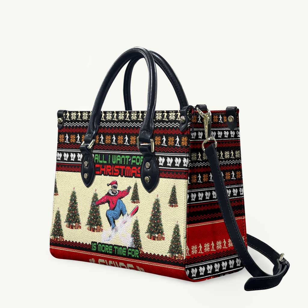 All I Want For Christmas Is Skiing Christmas Leather Bag Xmas Holiday Patterns - Wonder Print Shop