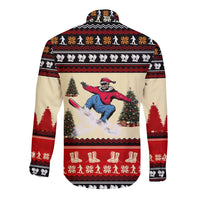 All I Want For Christmas Is Skiing Christmas Long Sleeve Button Shirt Xmas Holiday Patterns - Wonder Print Shop