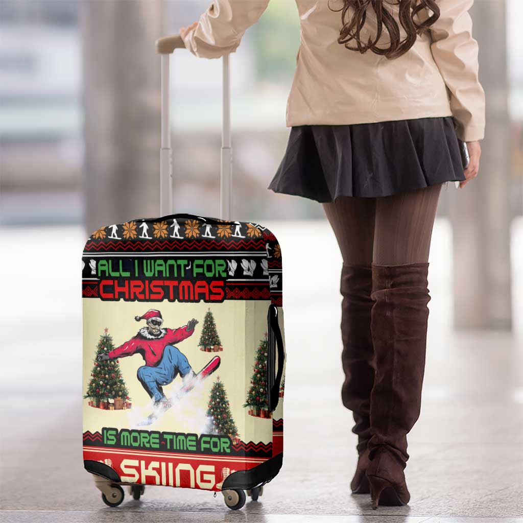All I Want For Christmas Is Skiing Christmas Luggage Cover Xmas Holiday Patterns - Wonder Print Shop