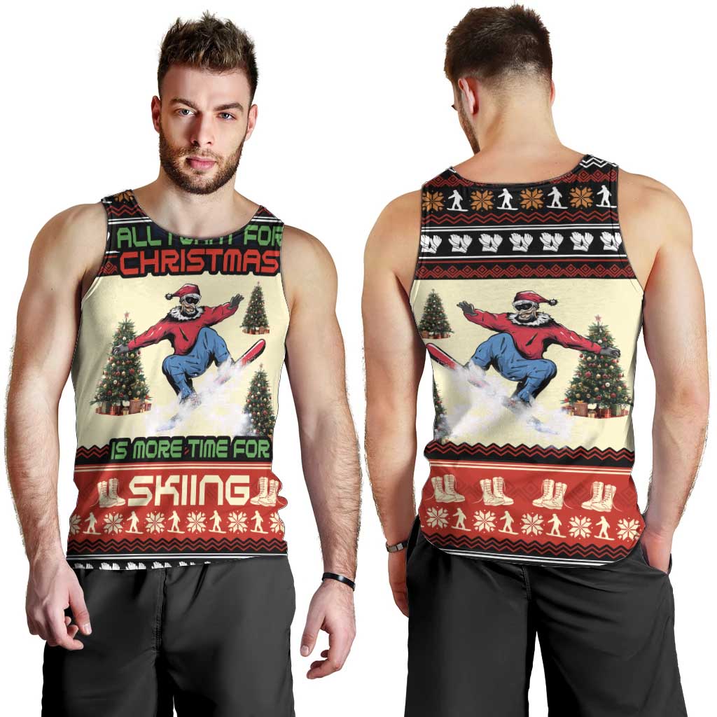 All I Want For Christmas Is Skiing Christmas Men Tank Top Xmas Holiday Patterns - Wonder Print Shop
