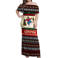 All I Want For Christmas Is Skiing Christmas Off Shoulder Maxi Dress Xmas Holiday Patterns - Wonder Print Shop