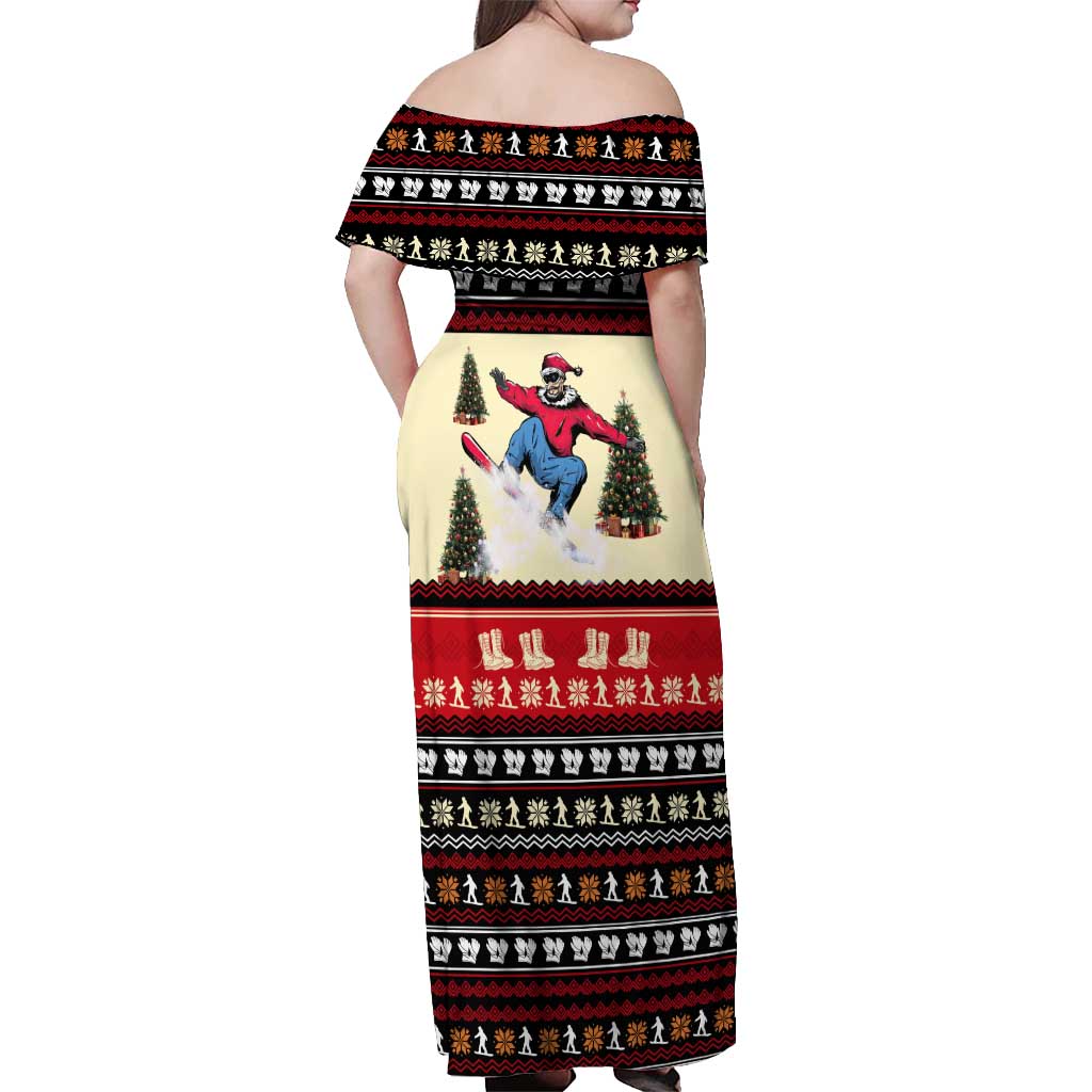 All I Want For Christmas Is Skiing Christmas Off Shoulder Maxi Dress Xmas Holiday Patterns - Wonder Print Shop