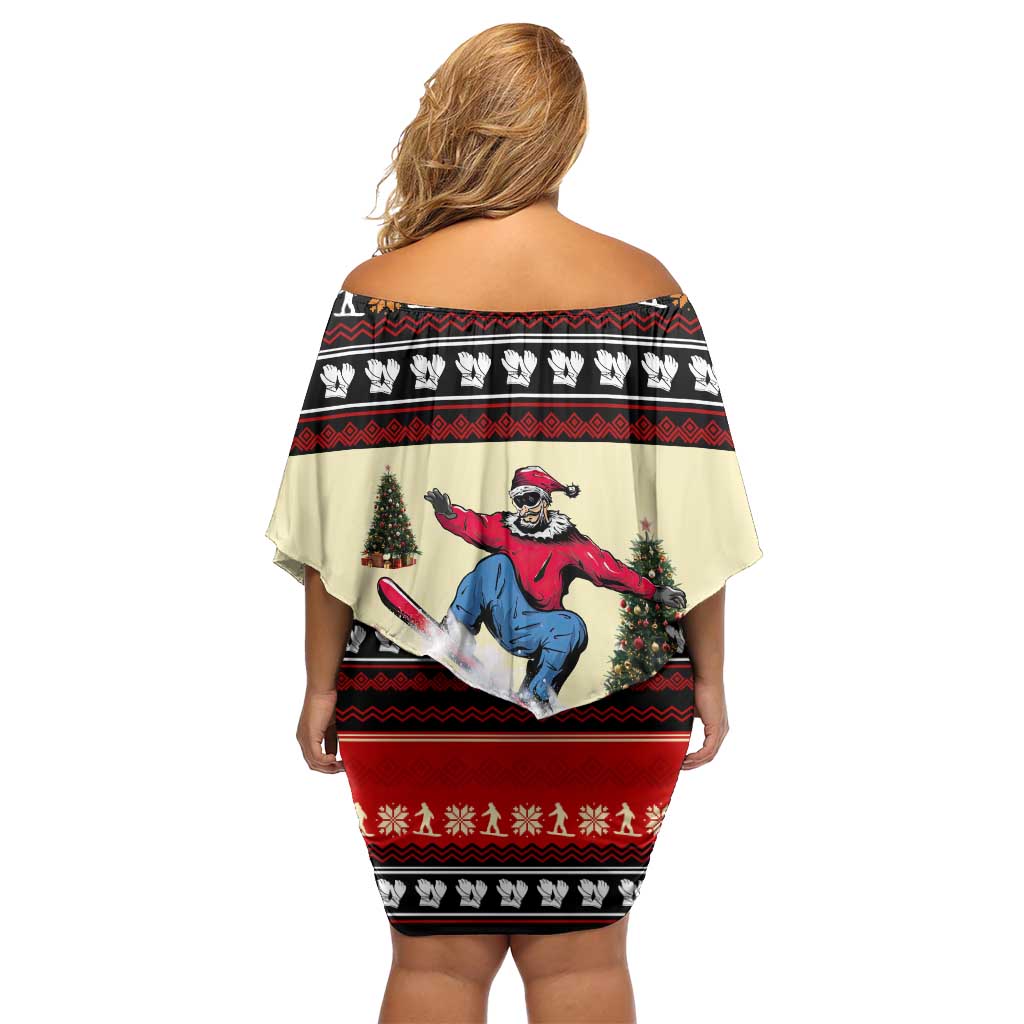 All I Want For Christmas Is Skiing Christmas Off Shoulder Short Dress Xmas Holiday Patterns - Wonder Print Shop