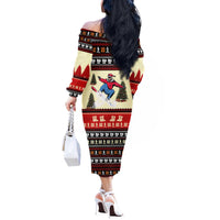 All I Want For Christmas Is Skiing Christmas Off The Shoulder Long Sleeve Dress Xmas Holiday Patterns - Wonder Print Shop