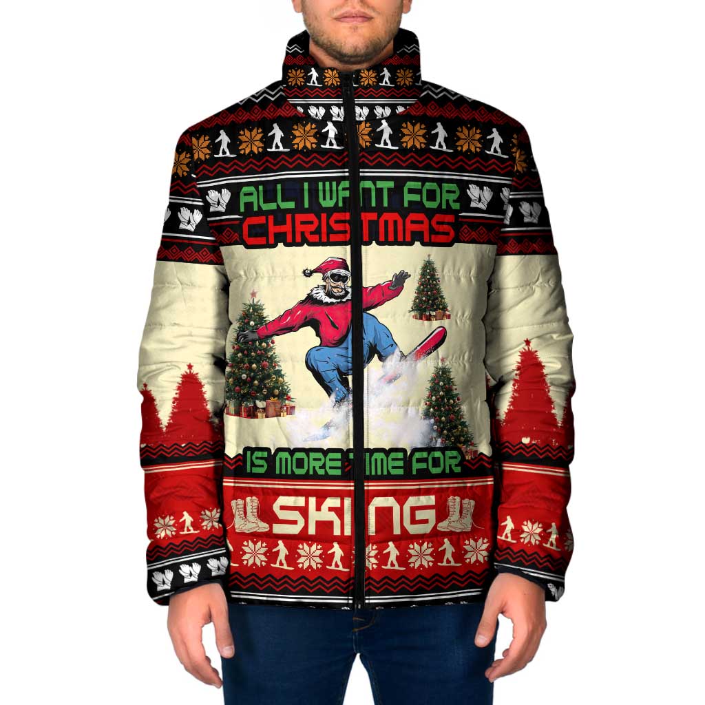 All I Want For Christmas Is Skiing Christmas Padded Jacket Xmas Holiday Patterns - Wonder Print Shop