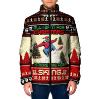 All I Want For Christmas Is Skiing Christmas Padded Jacket Xmas Holiday Patterns - Wonder Print Shop