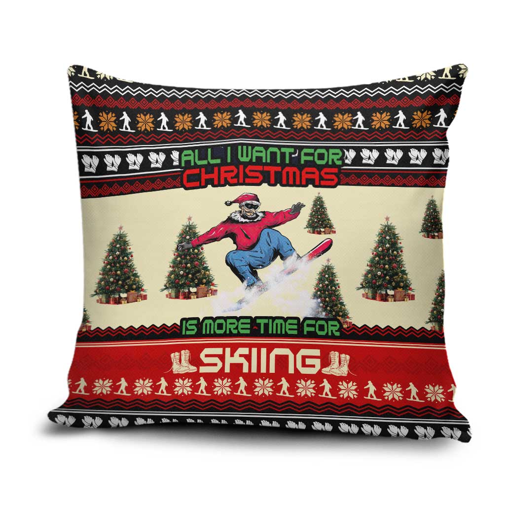 All I Want For Christmas Is Skiing Christmas Pillow Cover Xmas Holiday Patterns - Wonder Print Shop