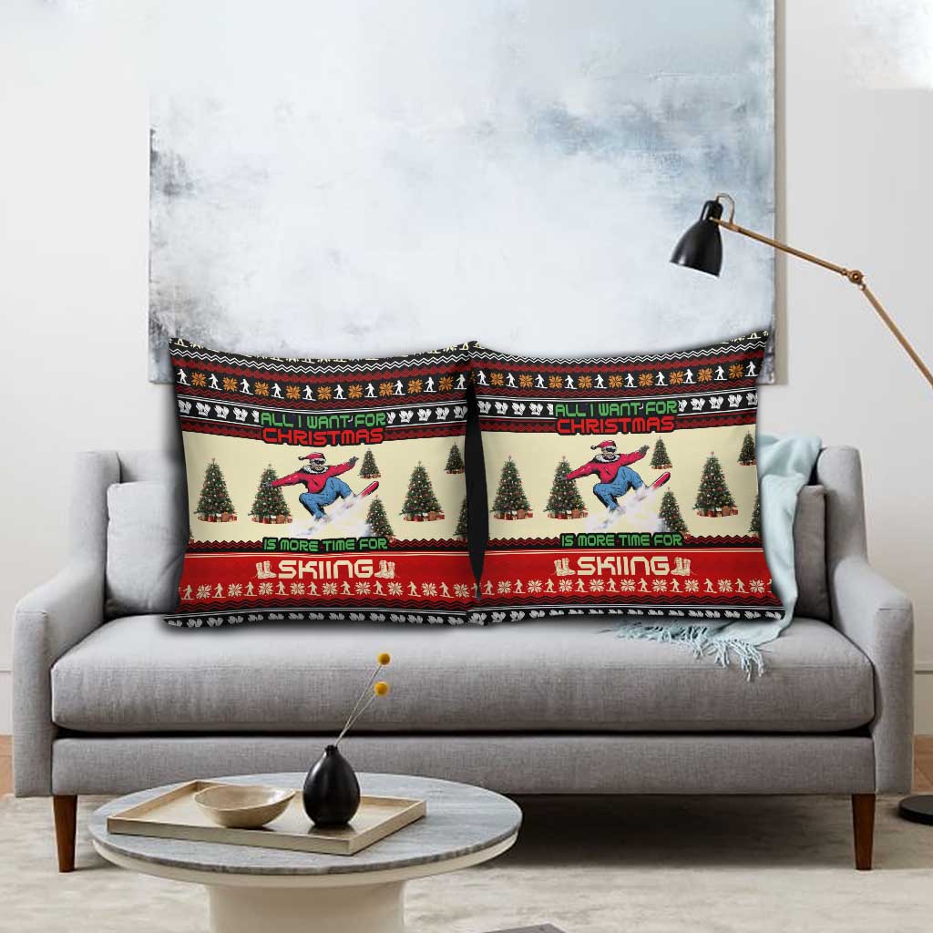All I Want For Christmas Is Skiing Christmas Pillow Cover Xmas Holiday Patterns - Wonder Print Shop