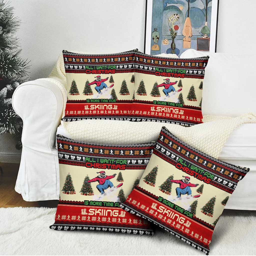 All I Want For Christmas Is Skiing Christmas Pillow Cover Xmas Holiday Patterns - Wonder Print Shop