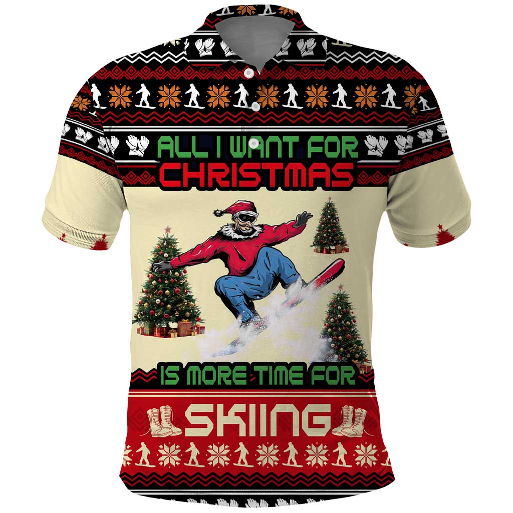 All I Want For Christmas Is Skiing Christmas Polo Shirt Xmas Holiday Patterns - Wonder Print Shop