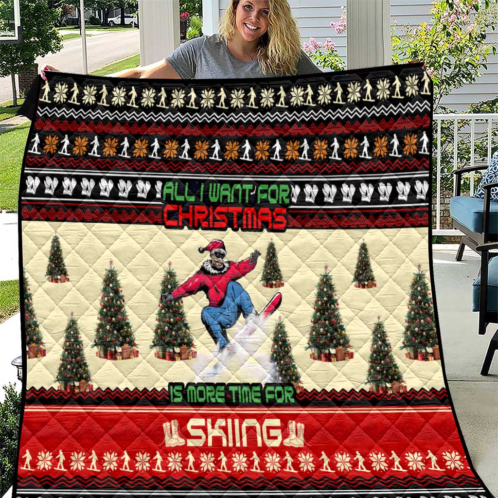 All I Want For Christmas Is Skiing Christmas Quilt Xmas Holiday Patterns - Wonder Print Shop