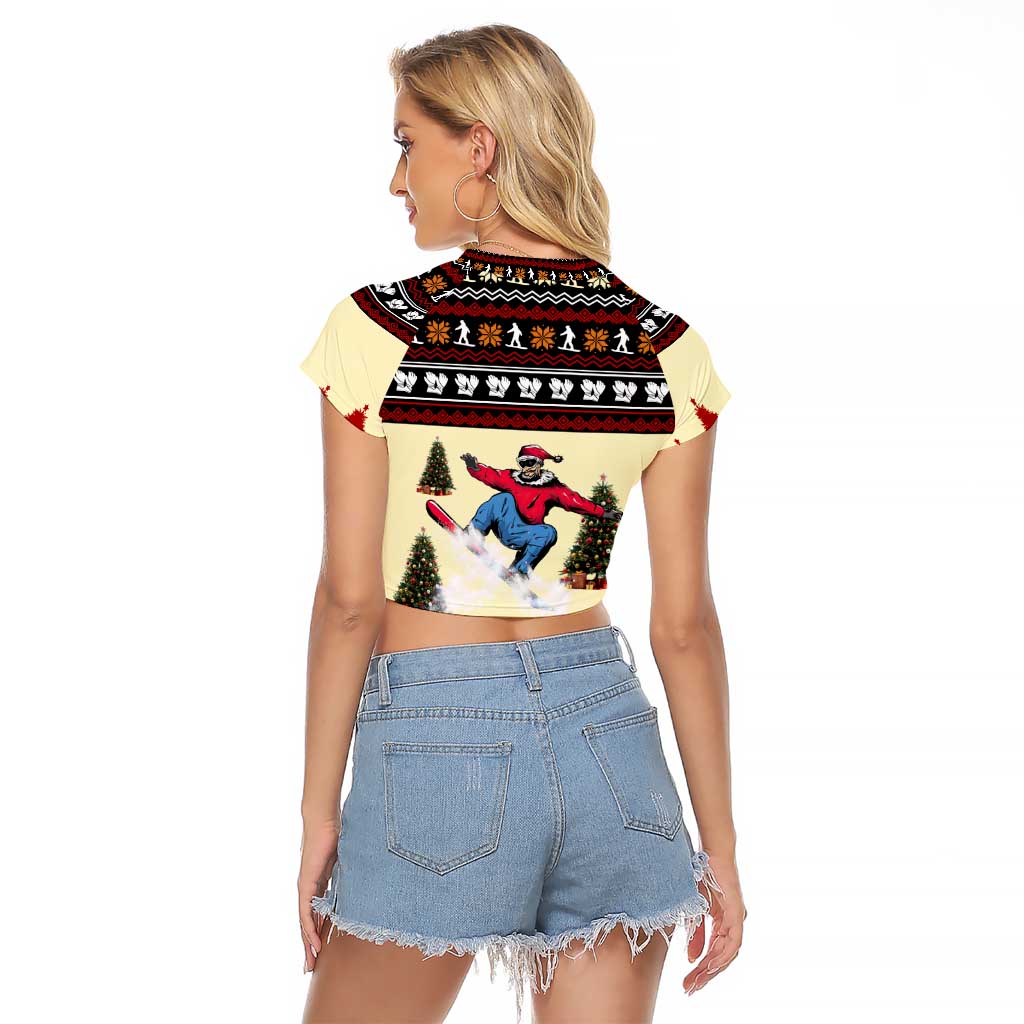 All I Want For Christmas Is Skiing Christmas Raglan Cropped T Shirt Xmas Holiday Patterns - Wonder Print Shop