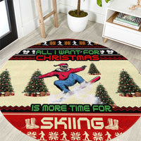 All I Want For Christmas Is Skiing Christmas Round Carpet Xmas Holiday Patterns - Wonder Print Shop