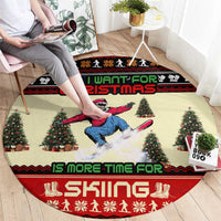 All I Want For Christmas Is Skiing Christmas Round Carpet Xmas Holiday Patterns - Wonder Print Shop