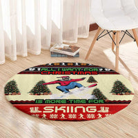 All I Want For Christmas Is Skiing Christmas Round Carpet Xmas Holiday Patterns - Wonder Print Shop