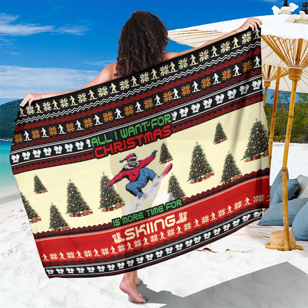 All I Want For Christmas Is Skiing Christmas Sarong Xmas Holiday Patterns - Wonder Print Shop