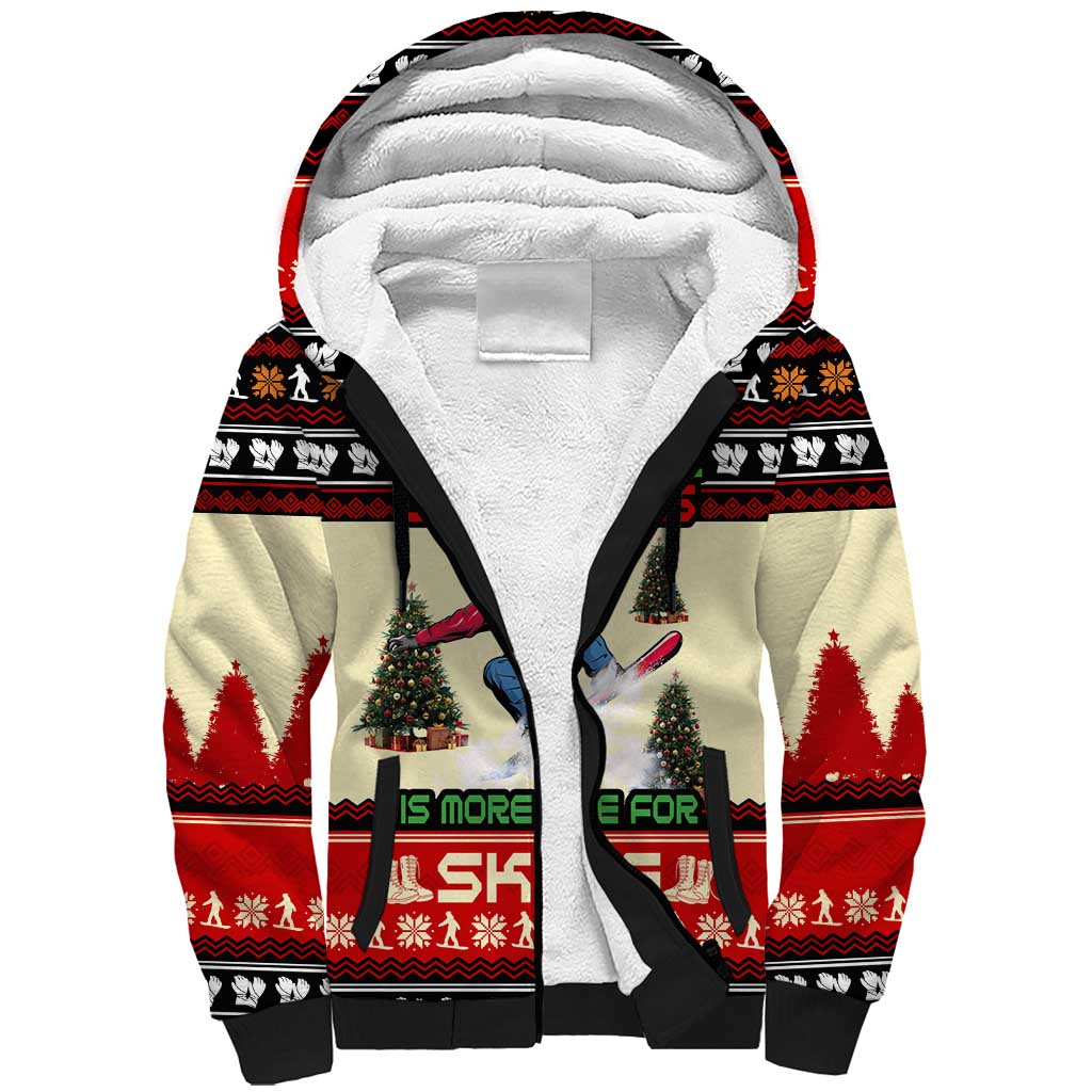 All I Want For Christmas Is Skiing Christmas Sherpa Hoodie Xmas Holiday Patterns - Wonder Print Shop