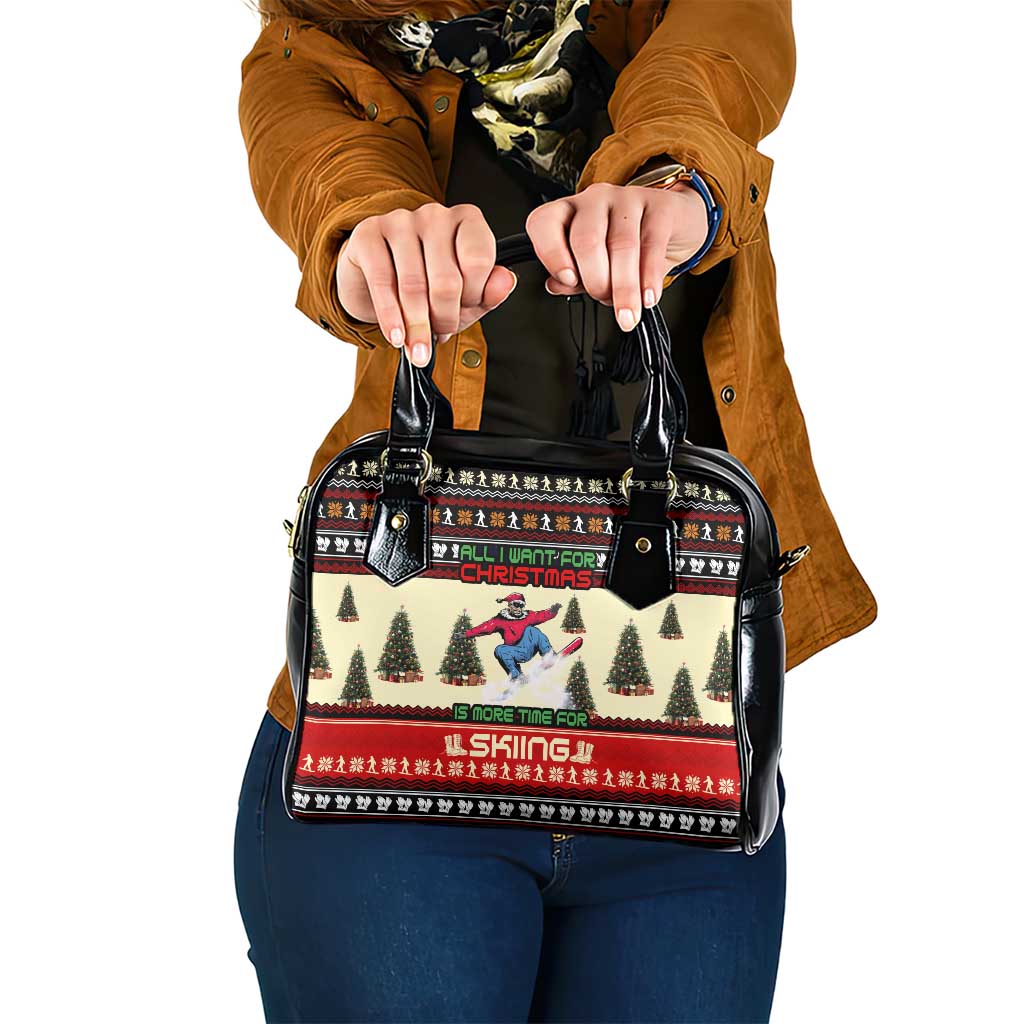 All I Want For Christmas Is Skiing Christmas Shoulder Handbag Xmas Holiday Patterns - Wonder Print Shop