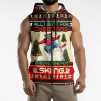 All I Want For Christmas Is Skiing Christmas Sleeveless Zip Hoodie Xmas Holiday Patterns - Wonder Print Shop