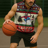 All I Want For Christmas Is Skiing Christmas Sleeveless Zip Hoodie Xmas Holiday Patterns - Wonder Print Shop